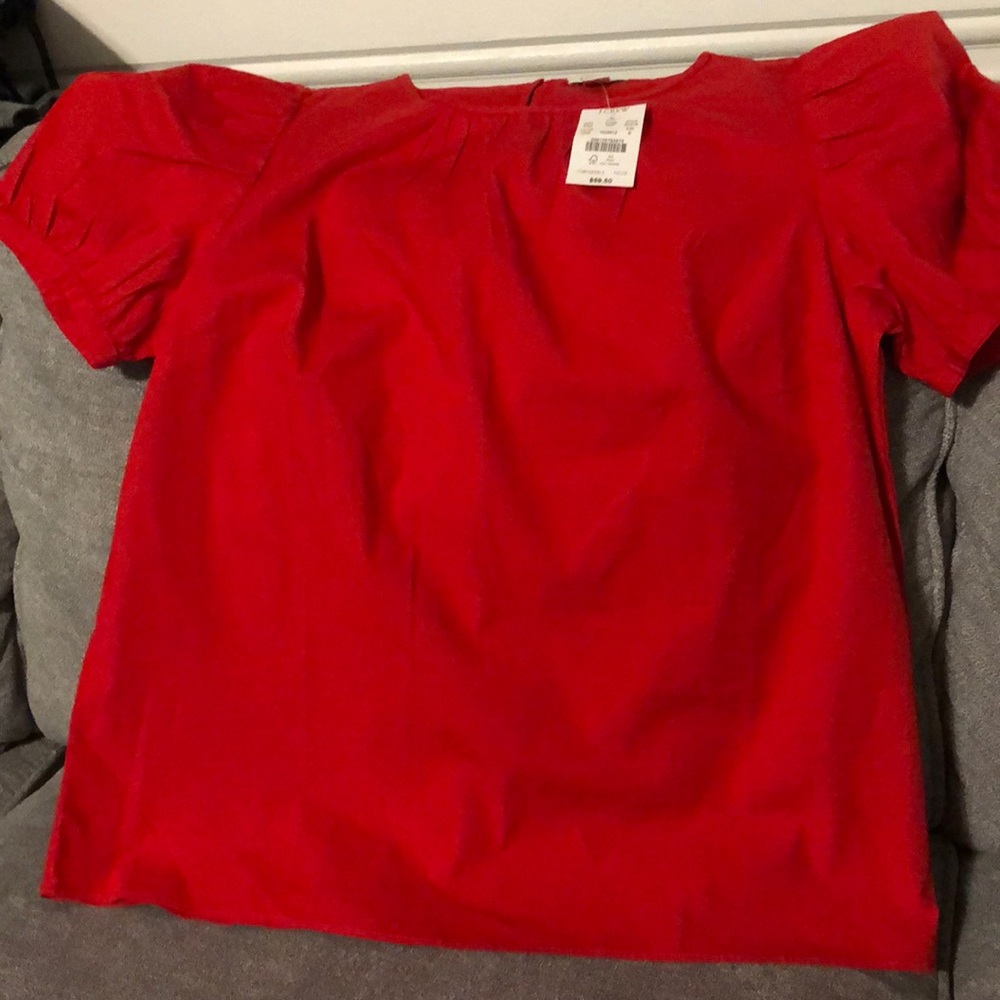 J CREW WOMENS SMALL RED SHORT SLEEVED SHIRT NWT MSRP $59 - Picture 2 of 7